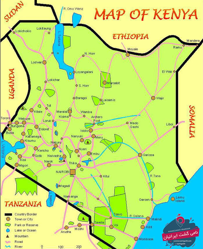 نقشه گردشگری کنیا
