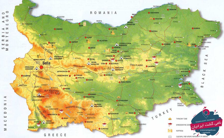نقشه گردشگری بلغارستان